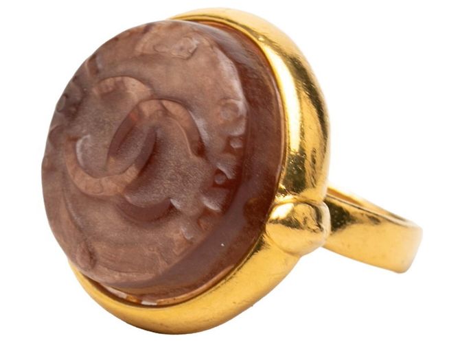 Timeless Chanel Coco Mark Vintage Logo Ring Braun Golden - Ansicht 2