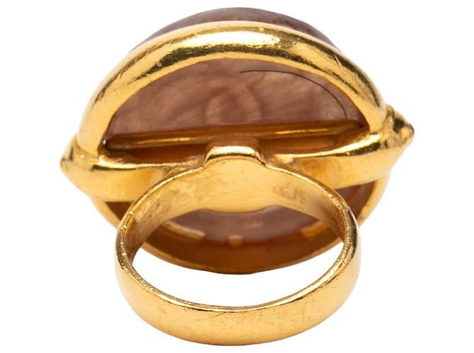 Timeless Chanel Coco Mark Vintage Logo Ring Braun Golden - Ansicht 3