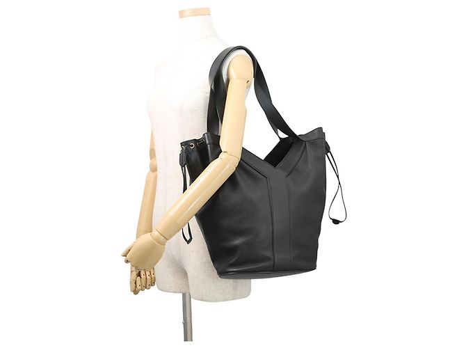 Borsa Tote in pelle nera Yves Saint Laurent Nero - vista 4