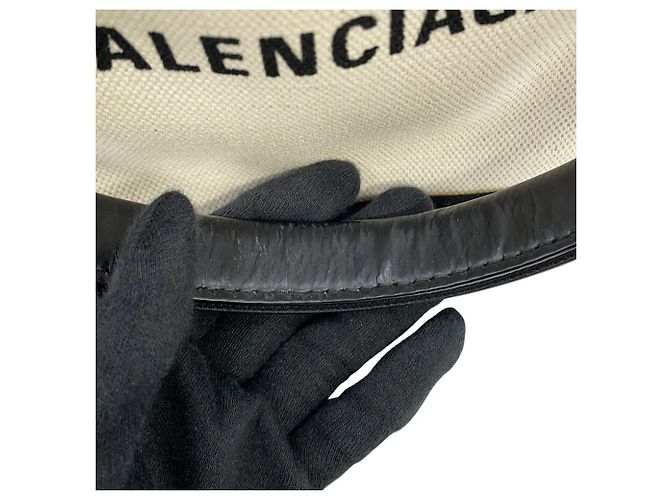 Borsa Balenciaga Navy Cabas XS Nero Bianco - vista 11