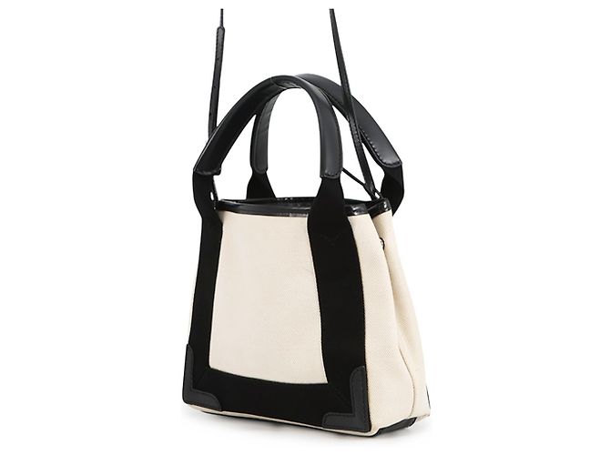 Borsa Balenciaga Navy Cabas XS Nero Bianco - vista 2