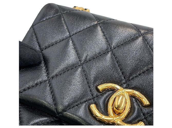 Borsa a tracolla Chanel in pelle nera con catena Nero - vista 7