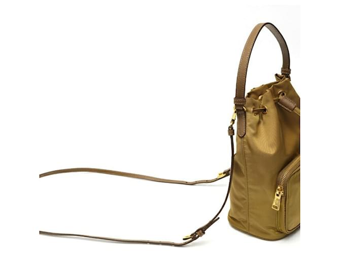 Saffiano Borsa a tracolla Prada Duet Nylon Beige - vista 2