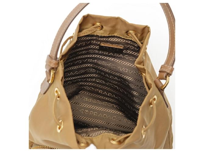 Saffiano Borsa a tracolla Prada Duet Nylon Beige - vista 6