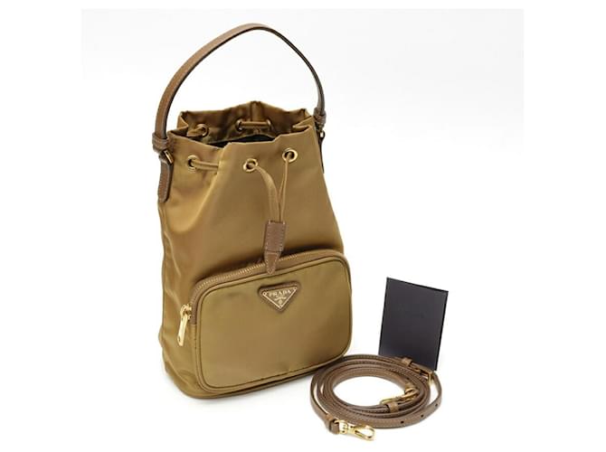 Saffiano Borsa a tracolla Prada Duet Nylon Beige - vista 7