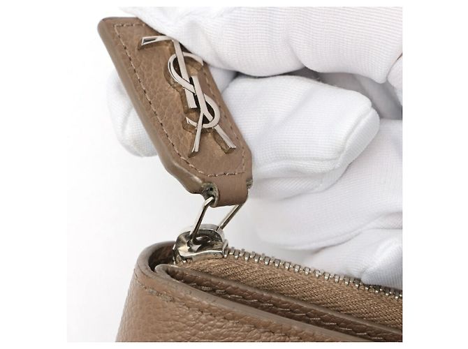 Cartera de doble pliegue en cuero grisáceo Saint Laurent - vista 4