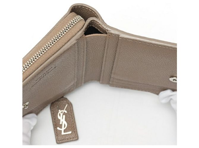 Cartera de doble pliegue en cuero grisáceo Saint Laurent - vista 8