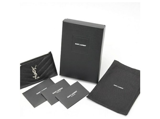 Portacarte con zip Monogram Fragment Saint Laurent Nero - vista 6