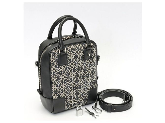 Borsa Loewe Amazona 15 Navy Black Nero - vista 8