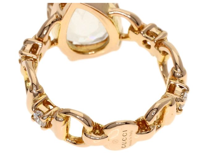 Anello Gucci in oro rosa 18K con topazio bianco e diamanti - vista 6