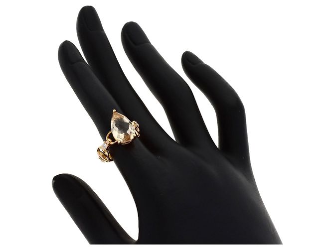 Anello Gucci in oro rosa 18K con topazio bianco e diamanti - vista 7