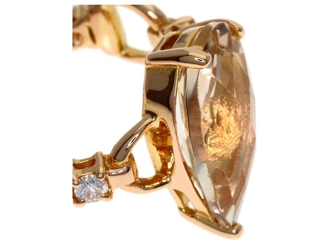 Anello Gucci in oro rosa 18K con topazio bianco e diamanti - vista 8