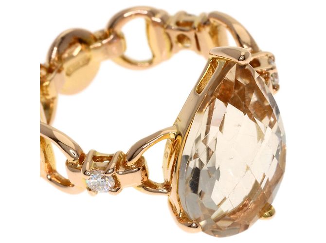 Anello Gucci in oro rosa 18K con topazio bianco e diamanti - vista 9