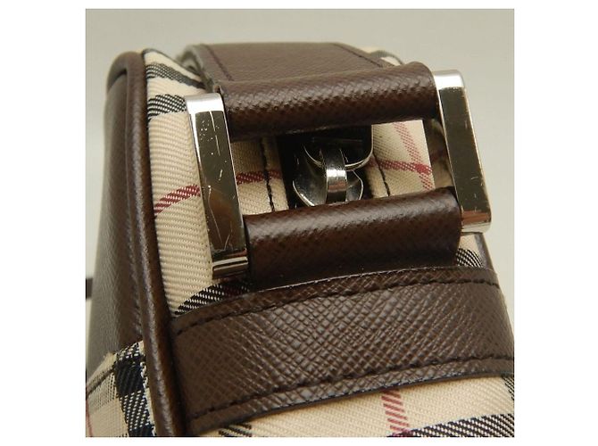 Borsa a tracolla Burberry marrone in tela e pelle - vista 11
