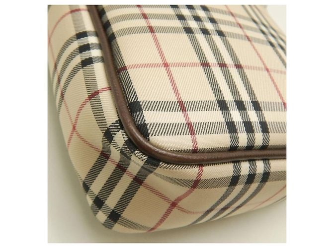 Borsa a tracolla Burberry marrone in tela e pelle - vista 14