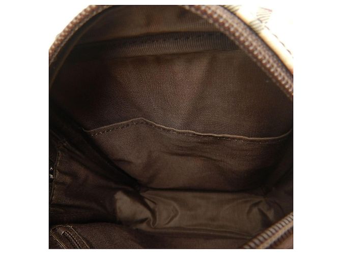 Borsa a tracolla Burberry marrone in tela e pelle - vista 18