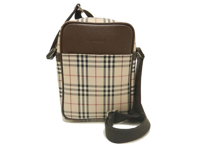 Borsa a tracolla Burberry marrone in tela e pelle - vista 2