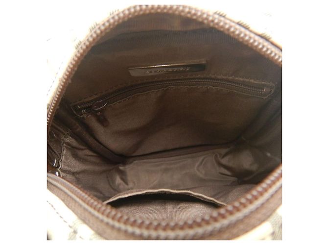 Borsa a tracolla Burberry marrone in tela e pelle - vista 4