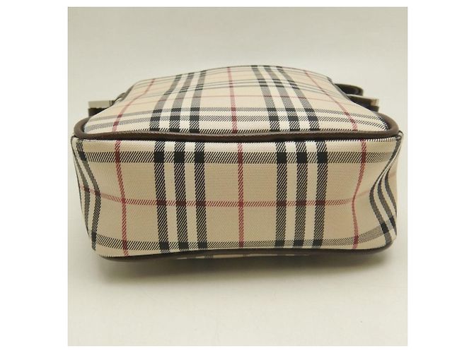 Borsa a tracolla Burberry marrone in tela e pelle - vista 7