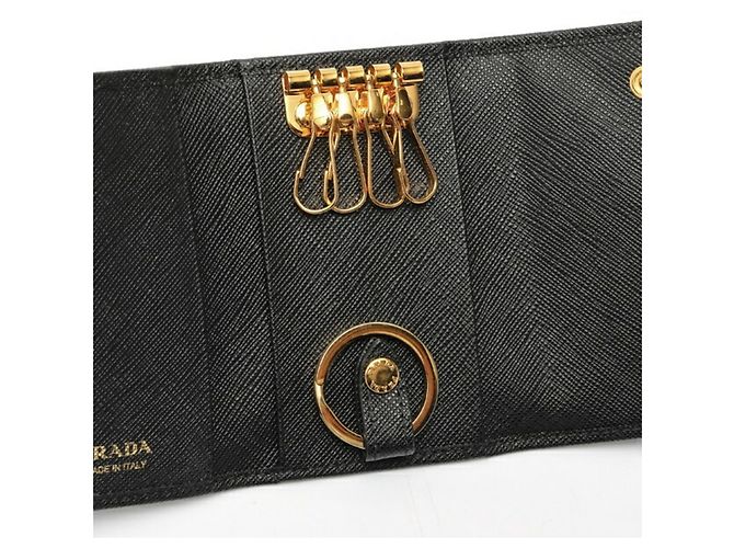 Prada Saffiano Triangle Schlüsselcase aus schwarzem Leder - Ansicht 5