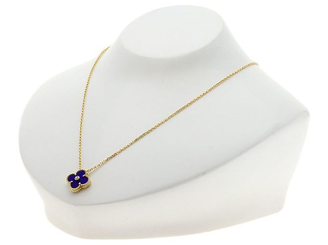 Collana Vintage Alhambra Van Cleef & Arpels in Lapis Lazuli e Diamanti - vista 4