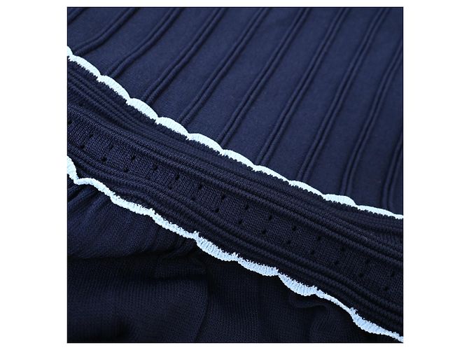 Sandro Pointelle-Strick Mini-Schwingkleid aus Navyblauer Viskose Marineblau - Ansicht 12