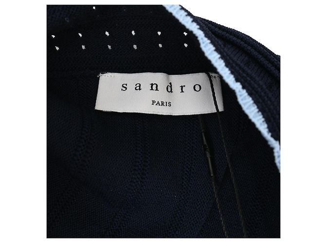 Sandro Pointelle-Strick Mini-Schwingkleid aus Navyblauer Viskose Marineblau - Ansicht 4