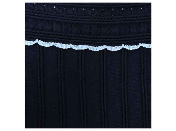 Sandro Pointelle-Strick Mini-Schwingkleid aus Navyblauer Viskose Marineblau - Ansicht 5