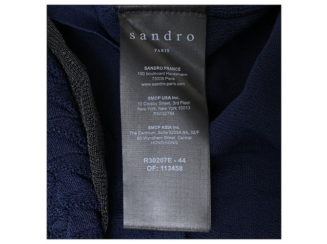 Sandro Pointelle-Strick Mini-Schwingkleid aus Navyblauer Viskose Marineblau - Ansicht 7