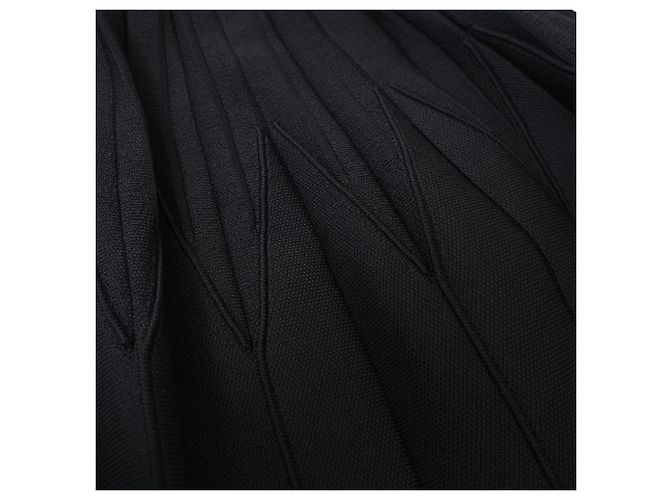 Saia midi evasê em malha canelada Sandro em viscose preta Preto - vista 10