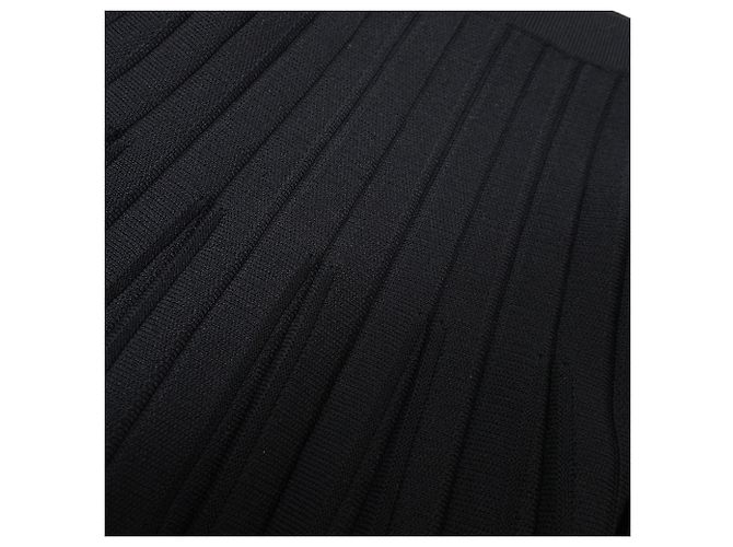 Saia midi evasê em malha canelada Sandro em viscose preta Preto - vista 11