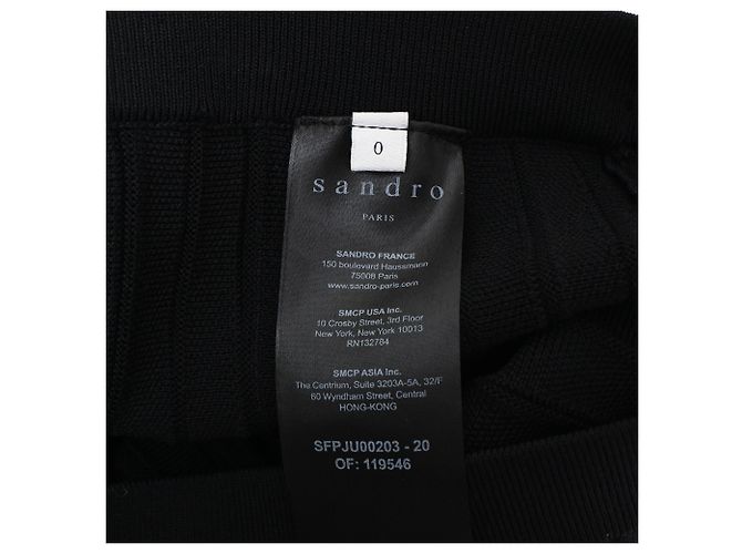 Saia midi evasê em malha canelada Sandro em viscose preta Preto - vista 5