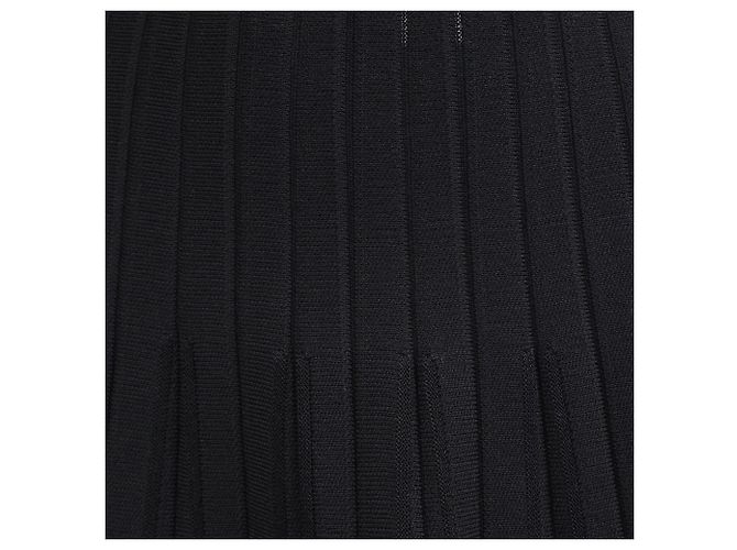 Saia midi evasê em malha canelada Sandro em viscose preta Preto - vista 9