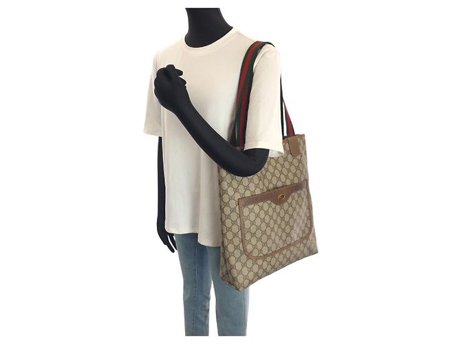 Gucci GG Supreme Canvas Schultertasche Tote Braun Beige - Ansicht 7