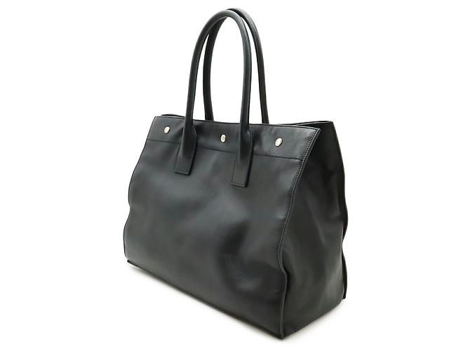 Yves Saint Laurent Rive Gauche Leder Tote Bag Schwarz - Ansicht 2
