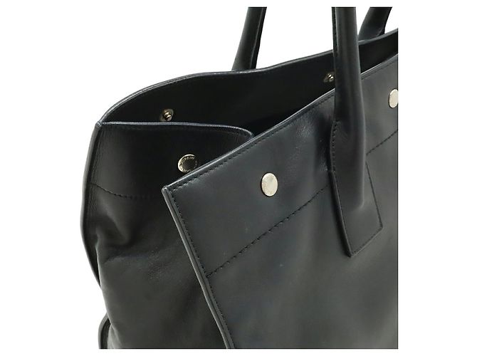 Yves Saint Laurent Rive Gauche Leder Tote Bag Schwarz - Ansicht 7