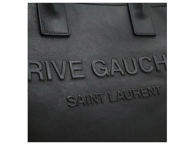 Yves Saint Laurent Rive Gauche Leder Tote Bag Schwarz - Ansicht 9