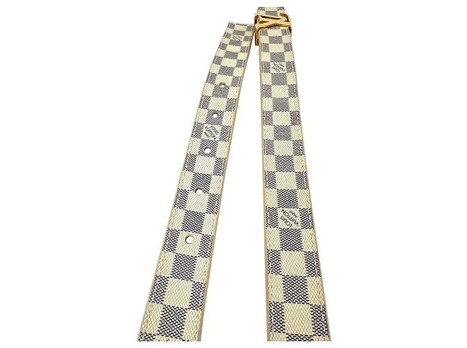 Gürtel Louis Vuitton LV Initiales 25mm Reversibel Damier Azur 80/32 Weiß - Ansicht 4