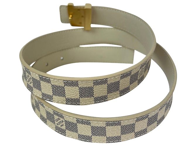 Gürtel Louis Vuitton LV Initiales 25mm Reversibel Damier Azur 80/32 Weiß - Ansicht 8