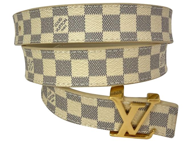 Gürtel Louis Vuitton LV Initiales 25mm Reversibel Damier Azur 80/32 Weiß - Ansicht 9