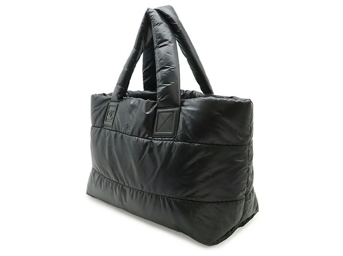 Borsa Chanel Coco Cocoon Tote GM in Nylon e Pelle Nero - vista 2