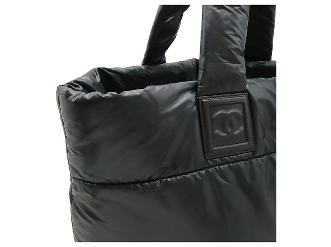 Borsa Chanel Coco Cocoon Tote GM in Nylon e Pelle Nero - vista 5