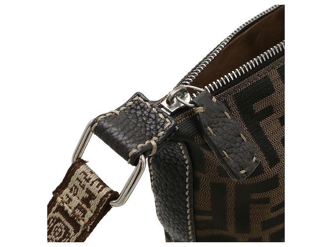 Fendi Selleria Zucca Logo Canvas Leather Schultertasche - Ansicht 4