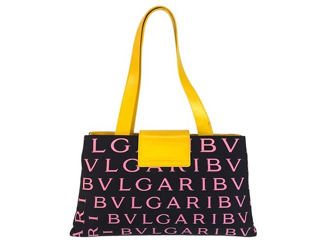 Bulgari Bvlgari Canvas Leather Shoulder Tote Bag Schwarz - Ansicht 2