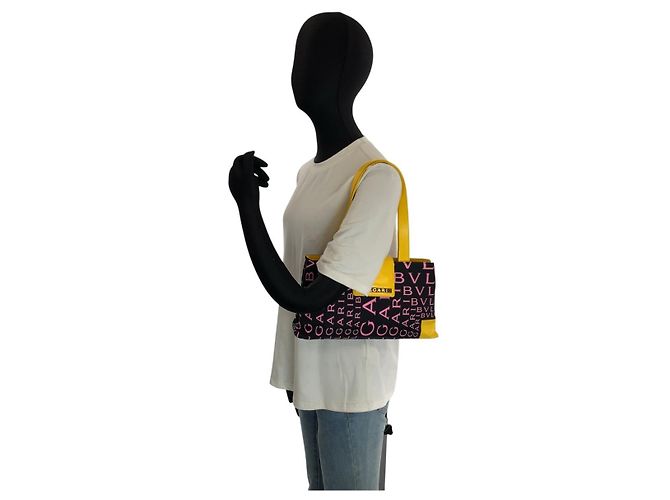 Bulgari Bvlgari Canvas Leather Shoulder Tote Bag Schwarz - Ansicht 6