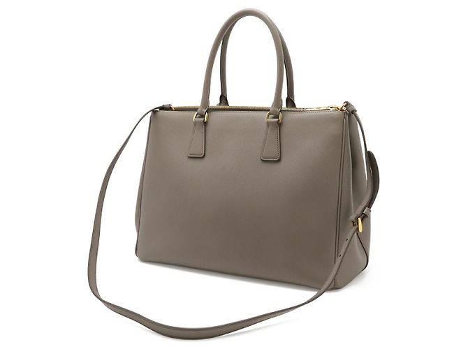 Borsa a mano in pelle Prada Galleria Medium Grigio - vista 2