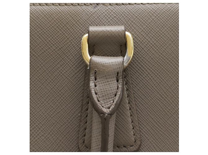 Borsa a mano in pelle Prada Galleria Medium Grigio - vista 6