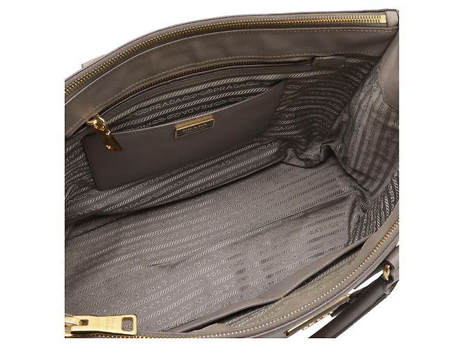 Borsa a mano in pelle Prada Galleria Medium Grigio - vista 8