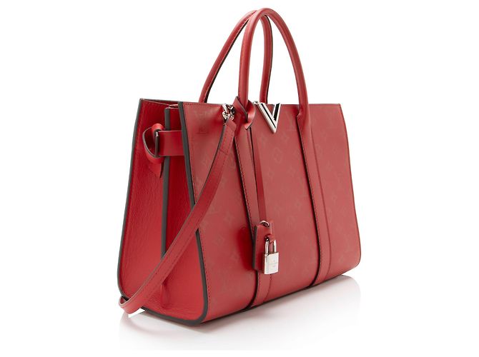 Tote Louis Vuitton Monogram Cuir Plume Very MM Rosso - vista 2