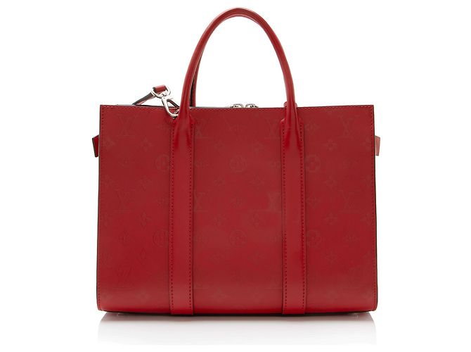 Tote Louis Vuitton Monogram Cuir Plume Very MM Rosso - vista 3